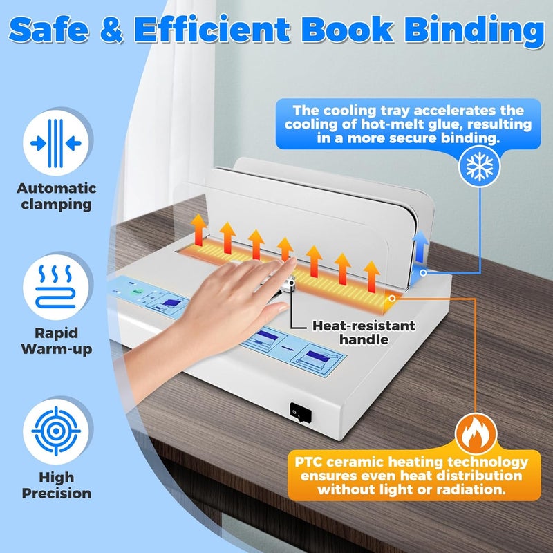 Loyala Thermal Binding Machine 500 Sheets Capacity Book Binding Material with 10 Letter Size Envelopes, A3/A4/A5 Document Heat Binder Hot Melt Machine Metal Thermal Binder Contract Document Invoice - Image 2